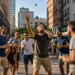 Catch-Drink-Ball - Spieler mit Fokus auf Ball.