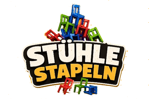 Stühle Stapeln Logo - Geschicklichkeitsspiel für Kindergeburtstag oder JGA